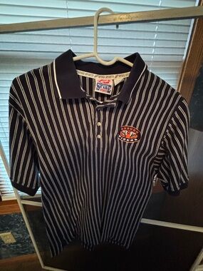 SPIKE Sports Auburn Tigers Navy Striped Polo -Small